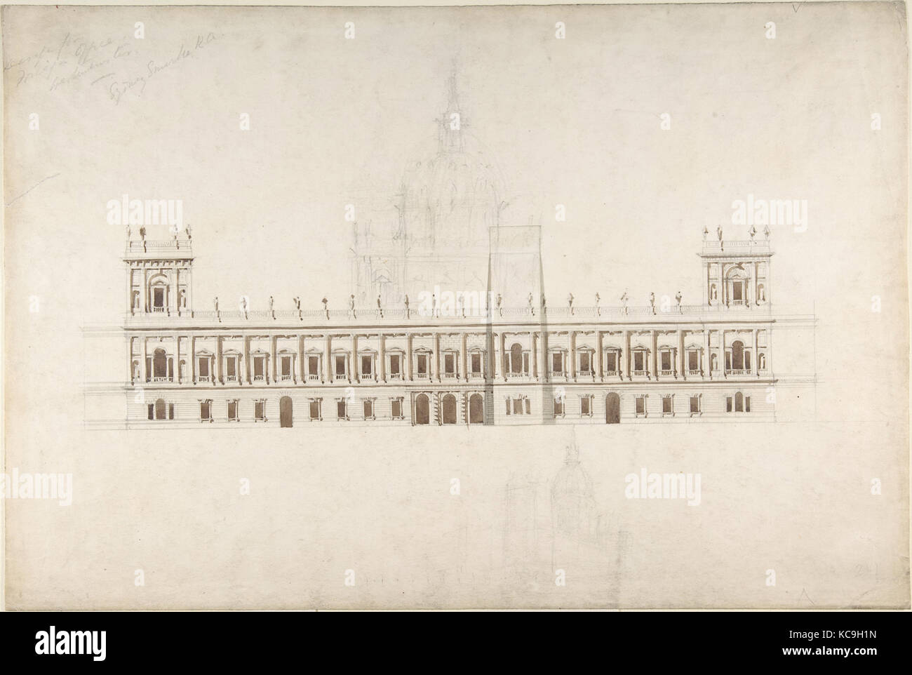 Drawing for Foreign Office, Westminster, for competition of 1857, Sir Robert Smirke, 1857 Stock Photo