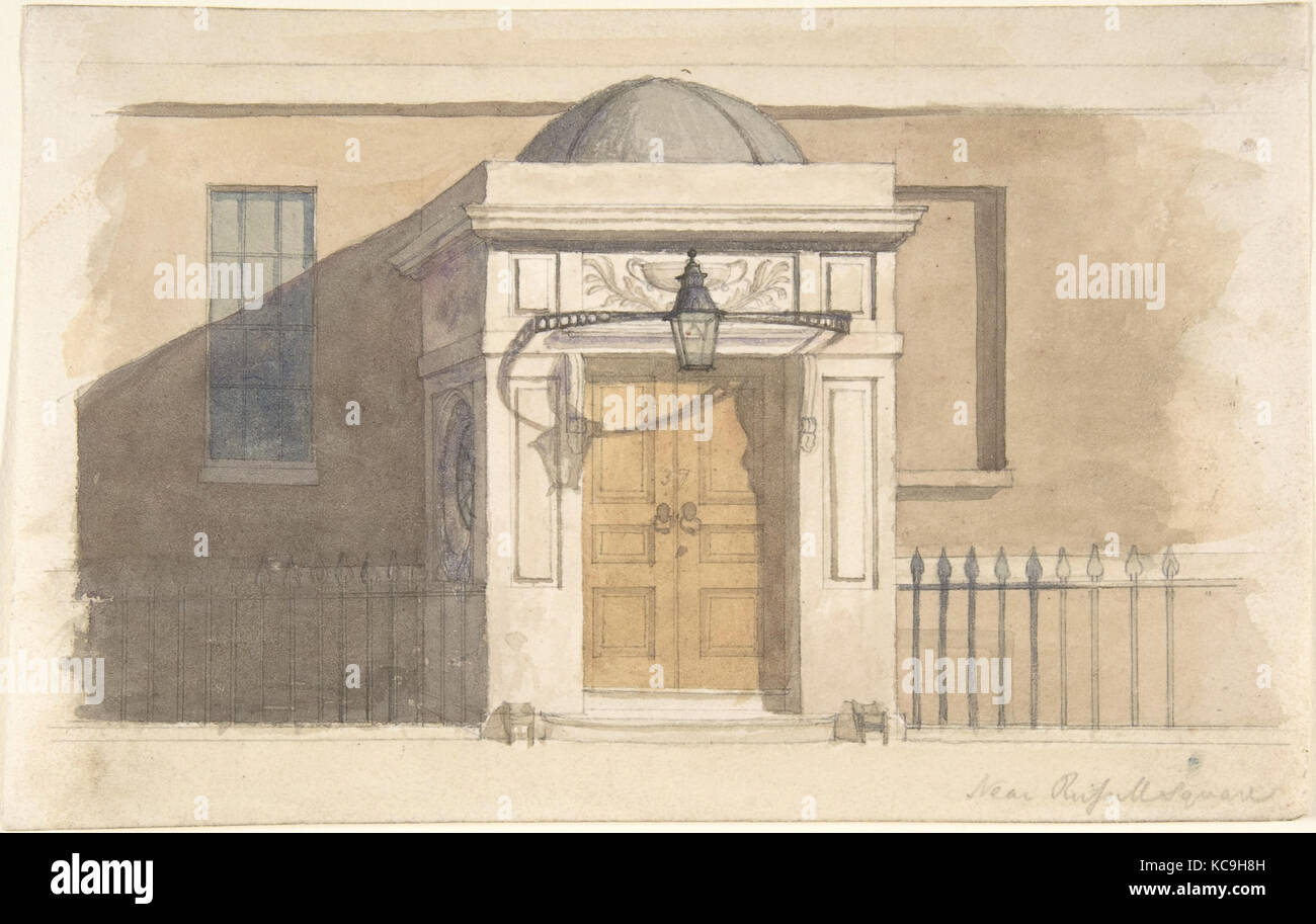 Domed Projecting Rectangular Entrance to a House near Russell Square, Anonymous, British, 19th century, 19th century Stock Photo