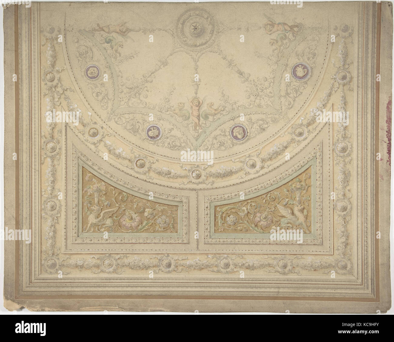 Ceiling Design, Half of a Circle, Anonymous, British, 19th century, 19th century Stock Photo