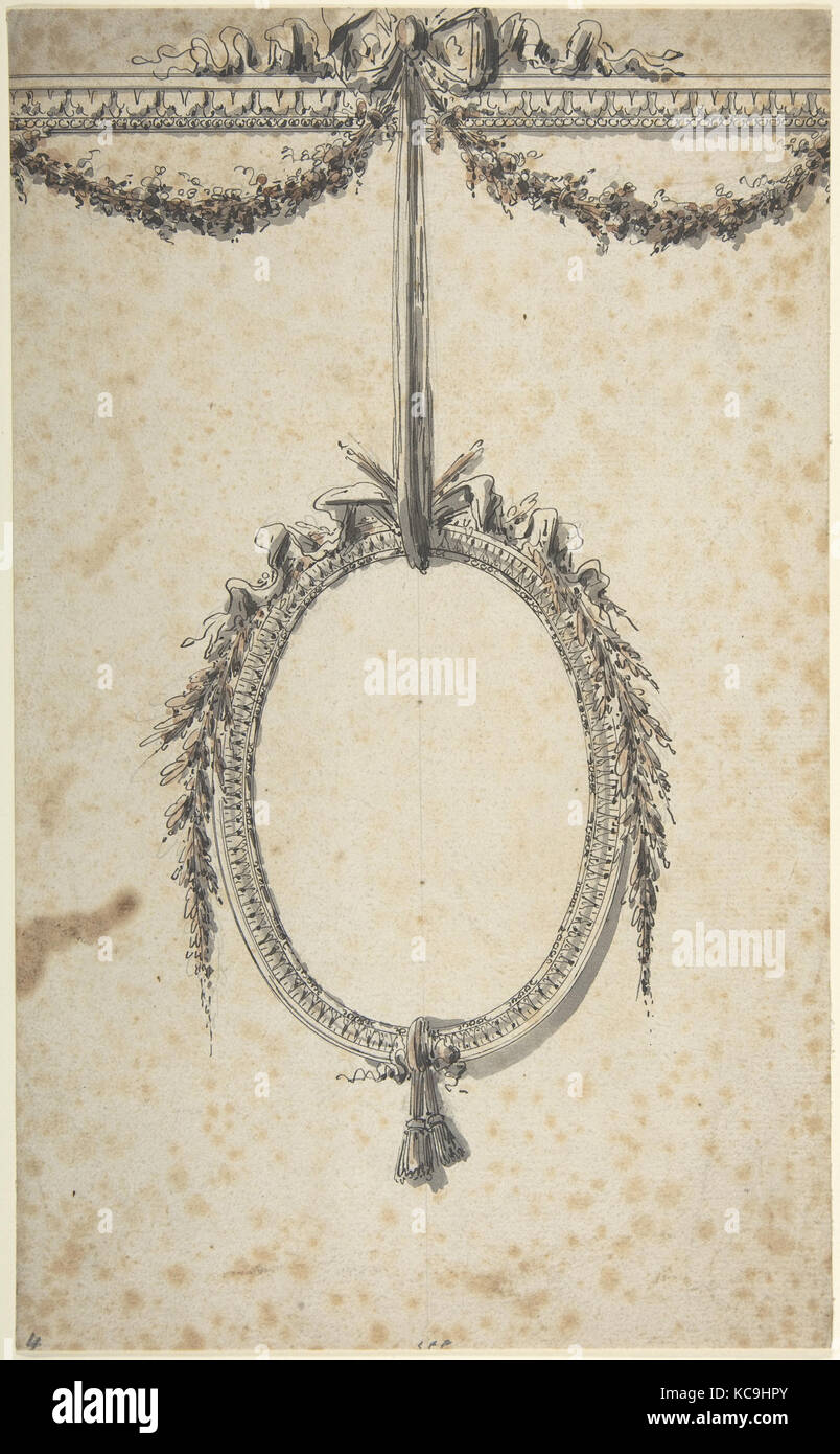 Design for Oval Cartouche, Attributed to Gautier d'Agoty, 18th century Stock Photo