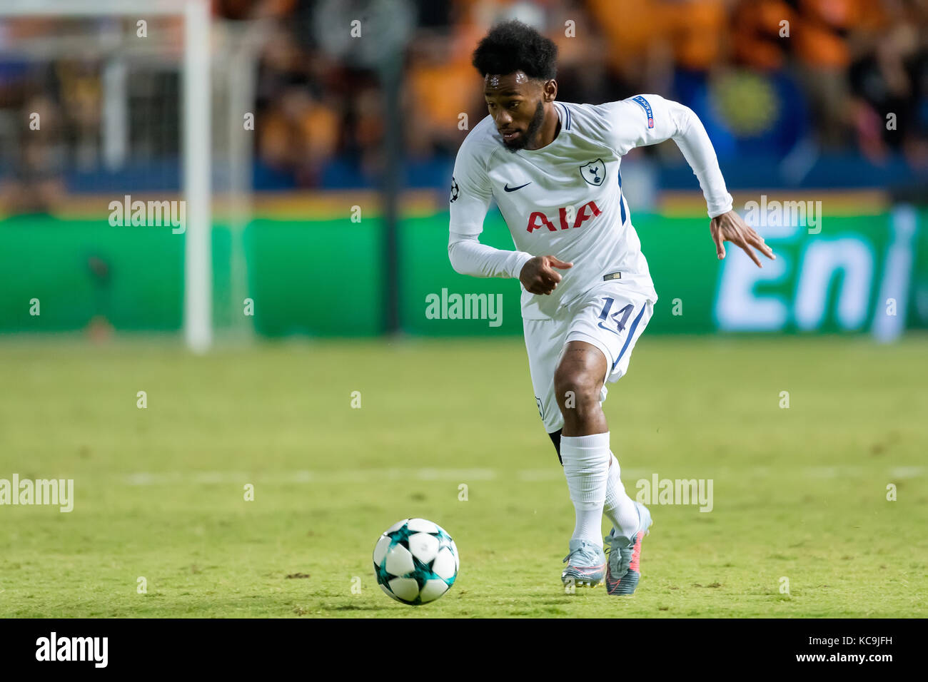 Nicosia, Cyprus - Semptember 26, 2017: Player of Tottenham Georges-Kevin N'Koudou in action during the UEFA Champions League game between APOEL VS Tot Stock Photo