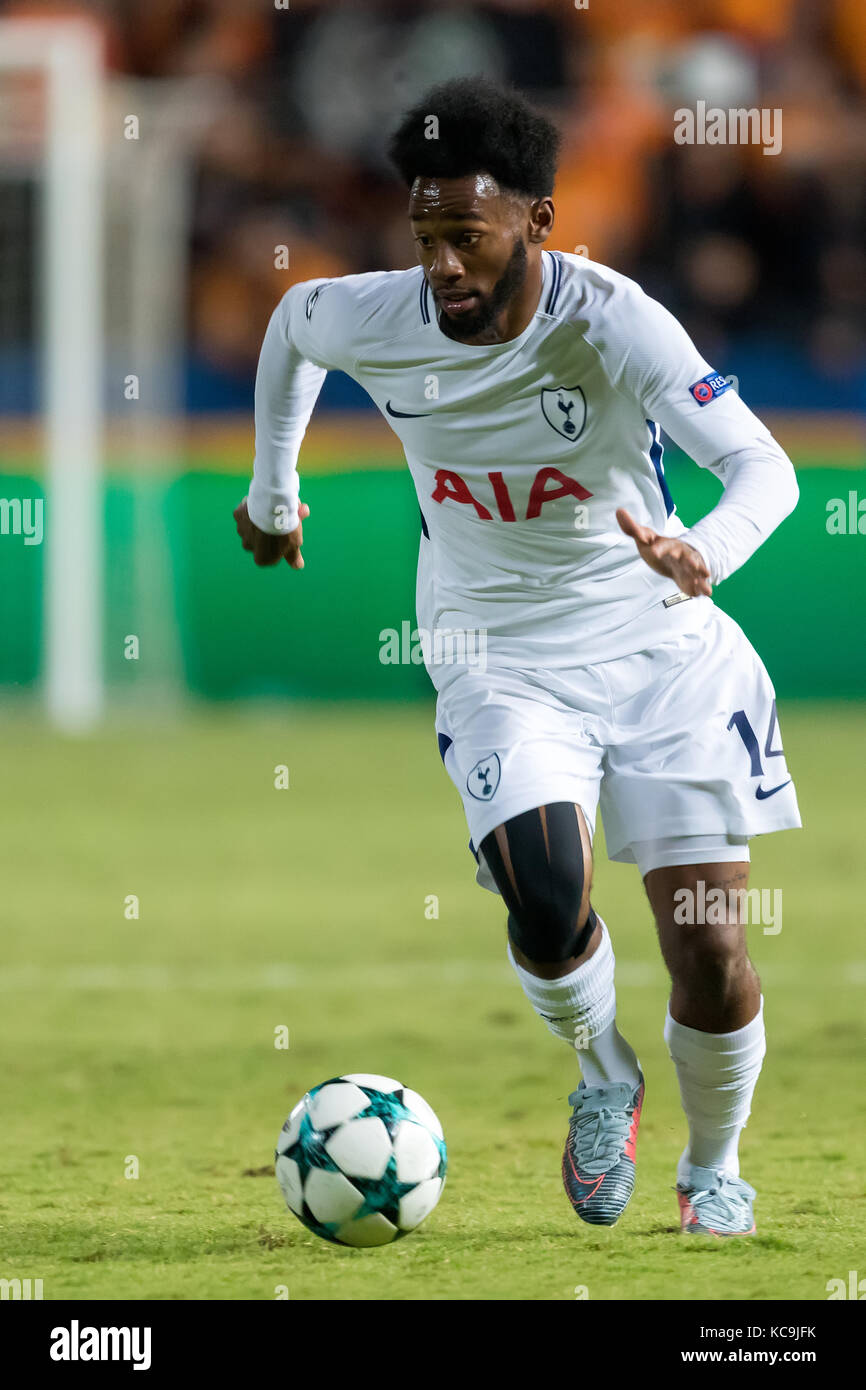 Nicosia, Cyprus - Semptember 26, 2017: Player of Tottenham Georges-Kevin N'Koudou in action during the UEFA Champions League game between APOEL VS Tot Stock Photo
