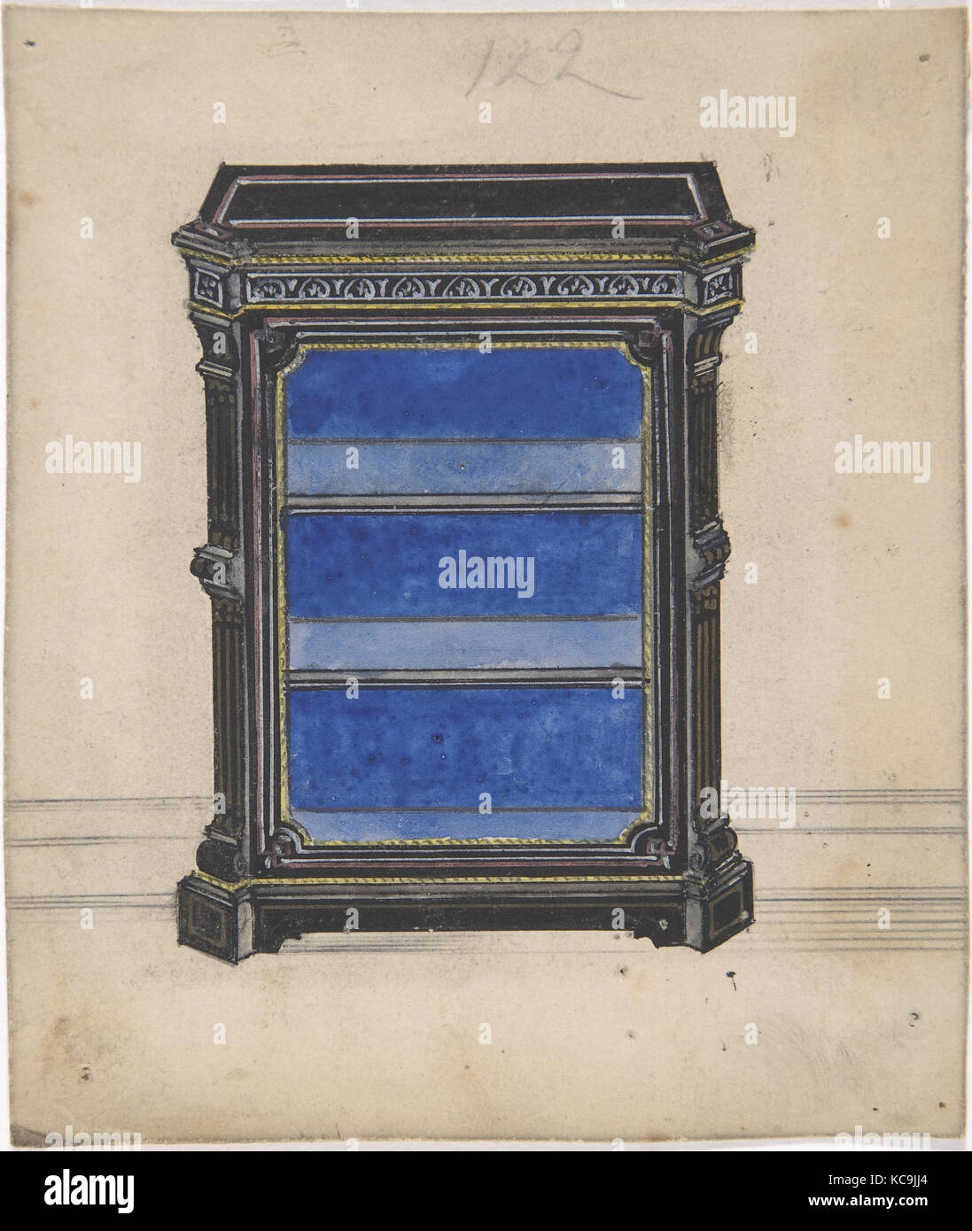 Photo inspiration: Visual Reference: Design For A Black Cabinet With A Blue Interior Anonymous