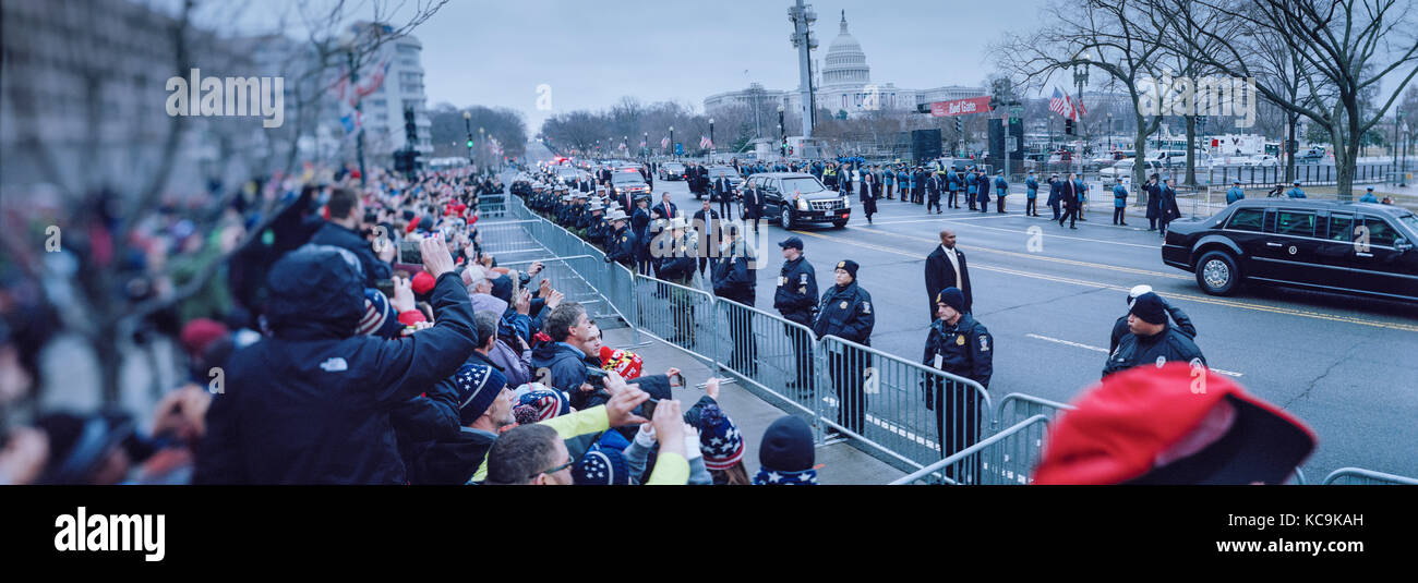 Donald Trump Inauguration, The Beast limousine. Washington DC January 19, 2017 Stock Photo