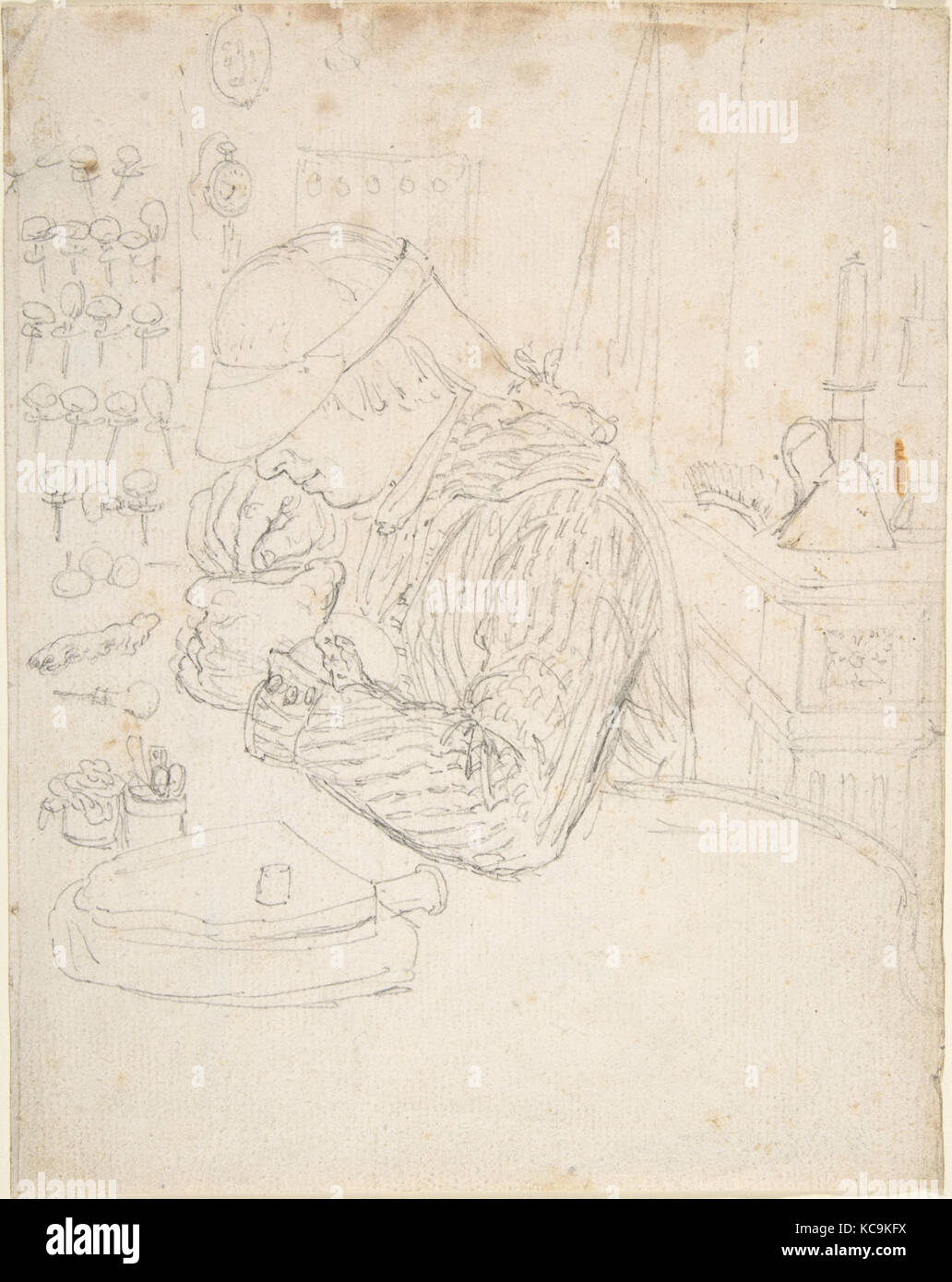 An Engraver, n.d., Graphite, 7 1/8 x 5 5/8 in. (18.1 x 14.3 cm), Drawings, attributed to Edouard Jeanmaire (French, La Chaux-de Stock Photo