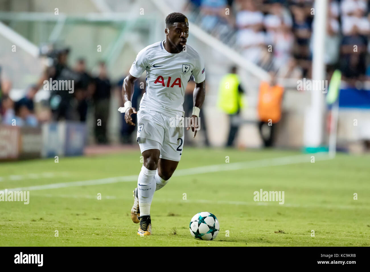 Nicosia, Cyprus - Semptember 26, 2017: Player of Tottenham Serge Aurier in action during the UEFA Champions League game between APOEL VS Tottenham Hot Stock Photo