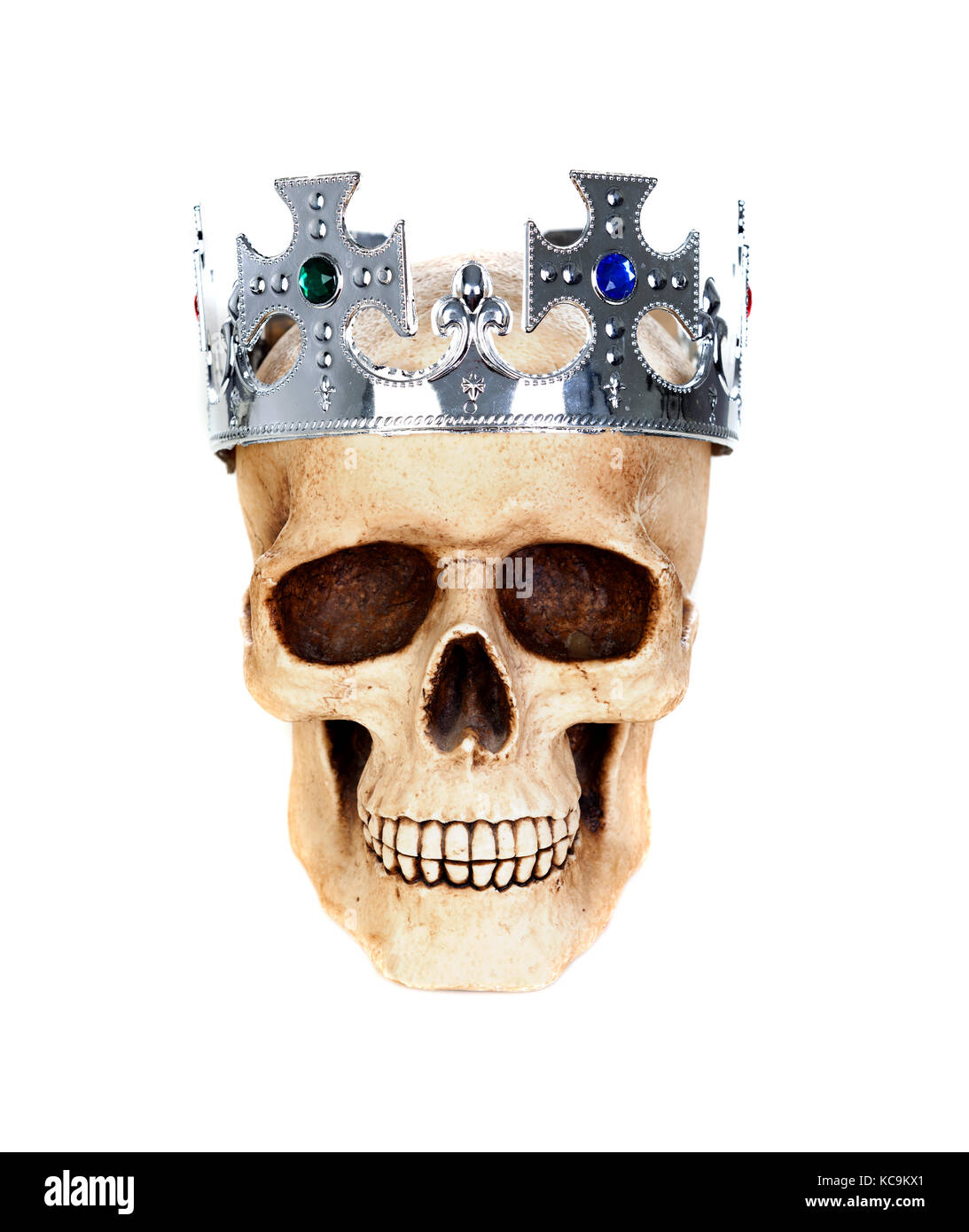 Skull with a silver crown isolated on a white background Stock Photo