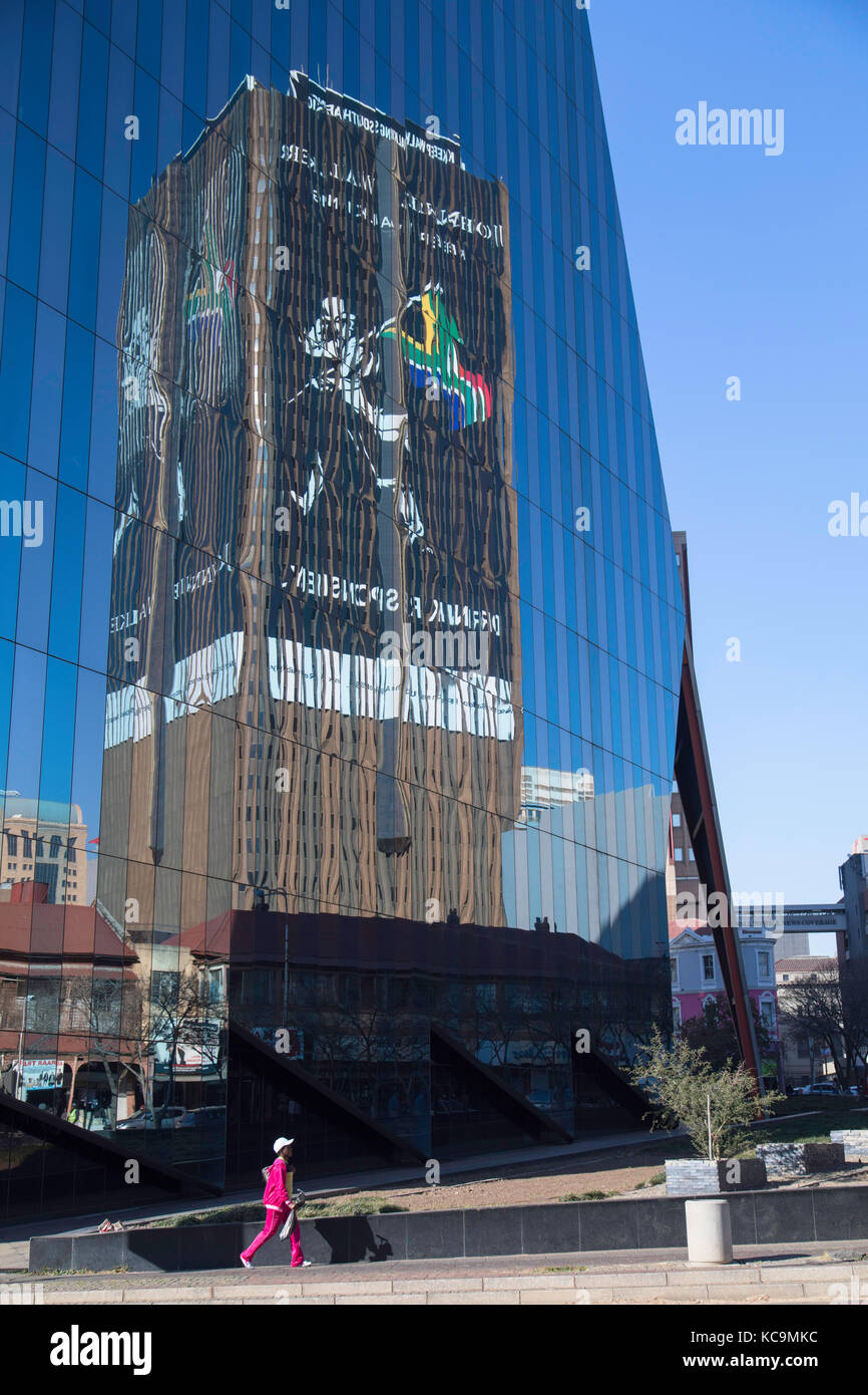 Reflection of Southern Life Centre in ABSA Bank building, Newtown, Johannesburg, Gauteng, South Africa Stock Photo