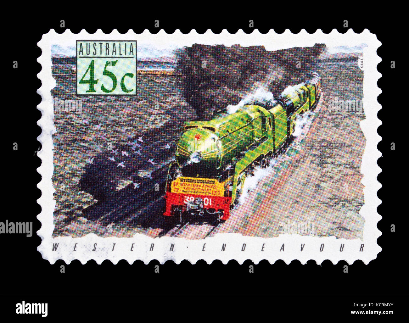 Postage stamp From Australia depicting the steam train Western Endeavor Stock Photo