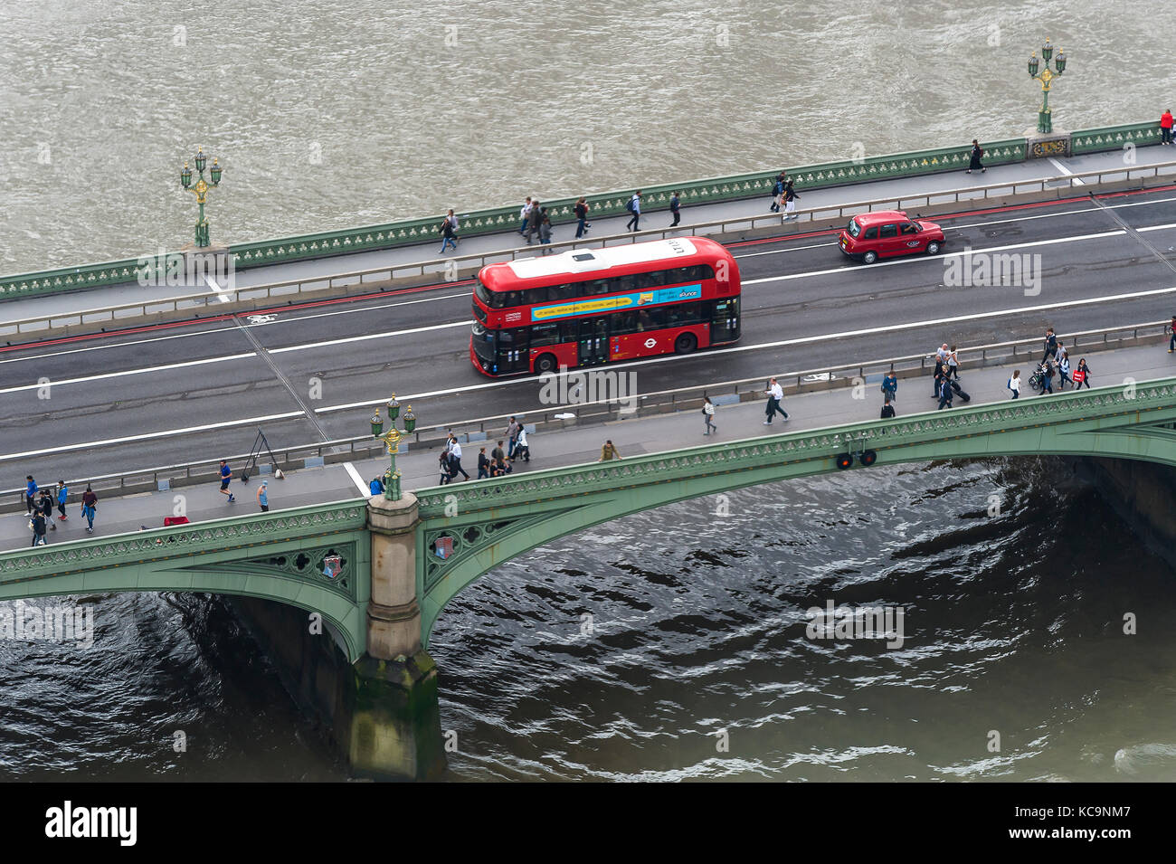Westminster Bridge with new security barriers installed Stock Photo