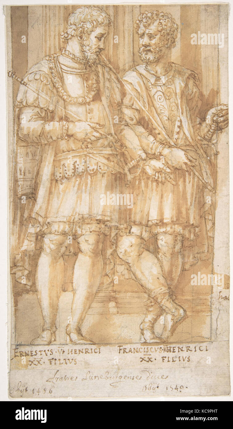 Two Princes of the House of Este: Ernest VI and Francis II, Pirro Ligorio, 1513–83 Stock Photo