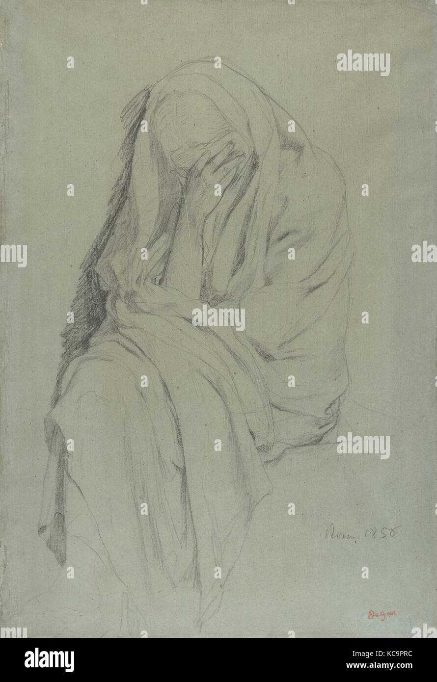 Study for Vieille Italienne(recto); Drapery Study (verso), 1856 Stock Photo