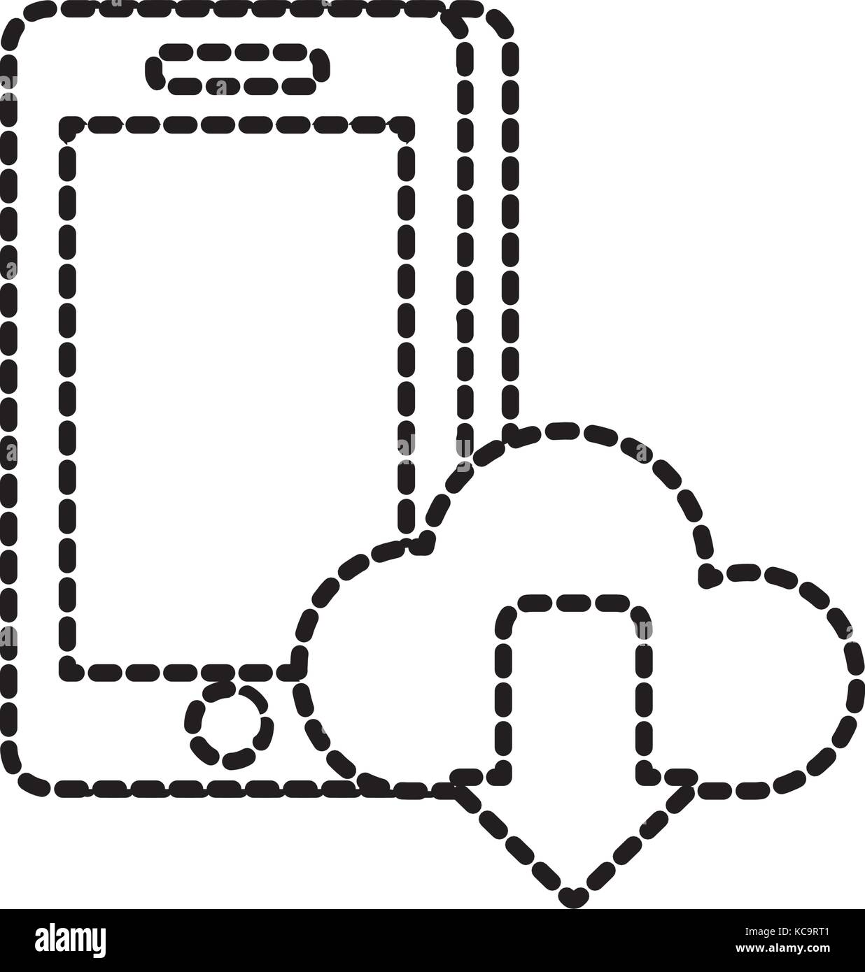 dotted shape smartphone technology with cloud data icon Stock Vector ...