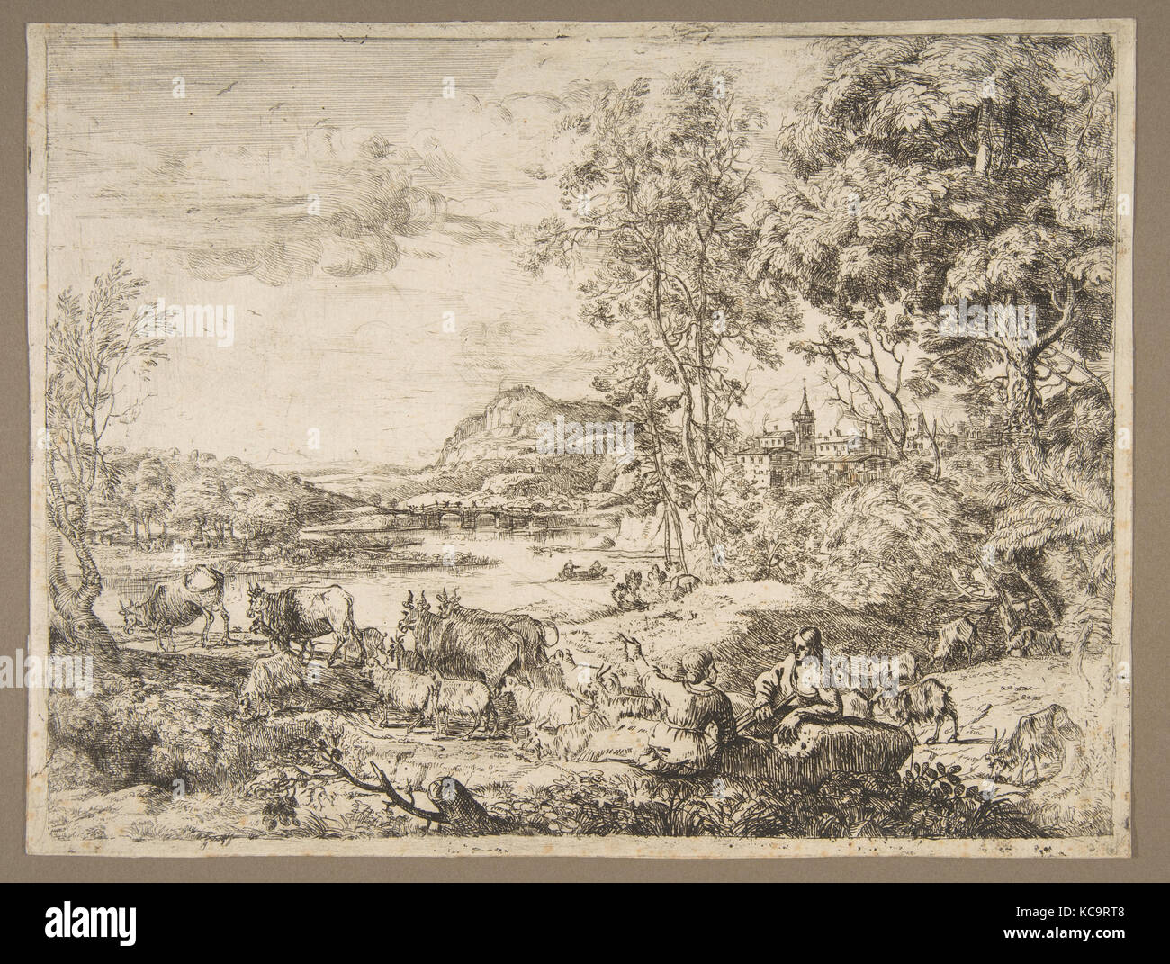 Shepherd and Shepherdess Conversing in a Landscape, Claude Lorrain, ca