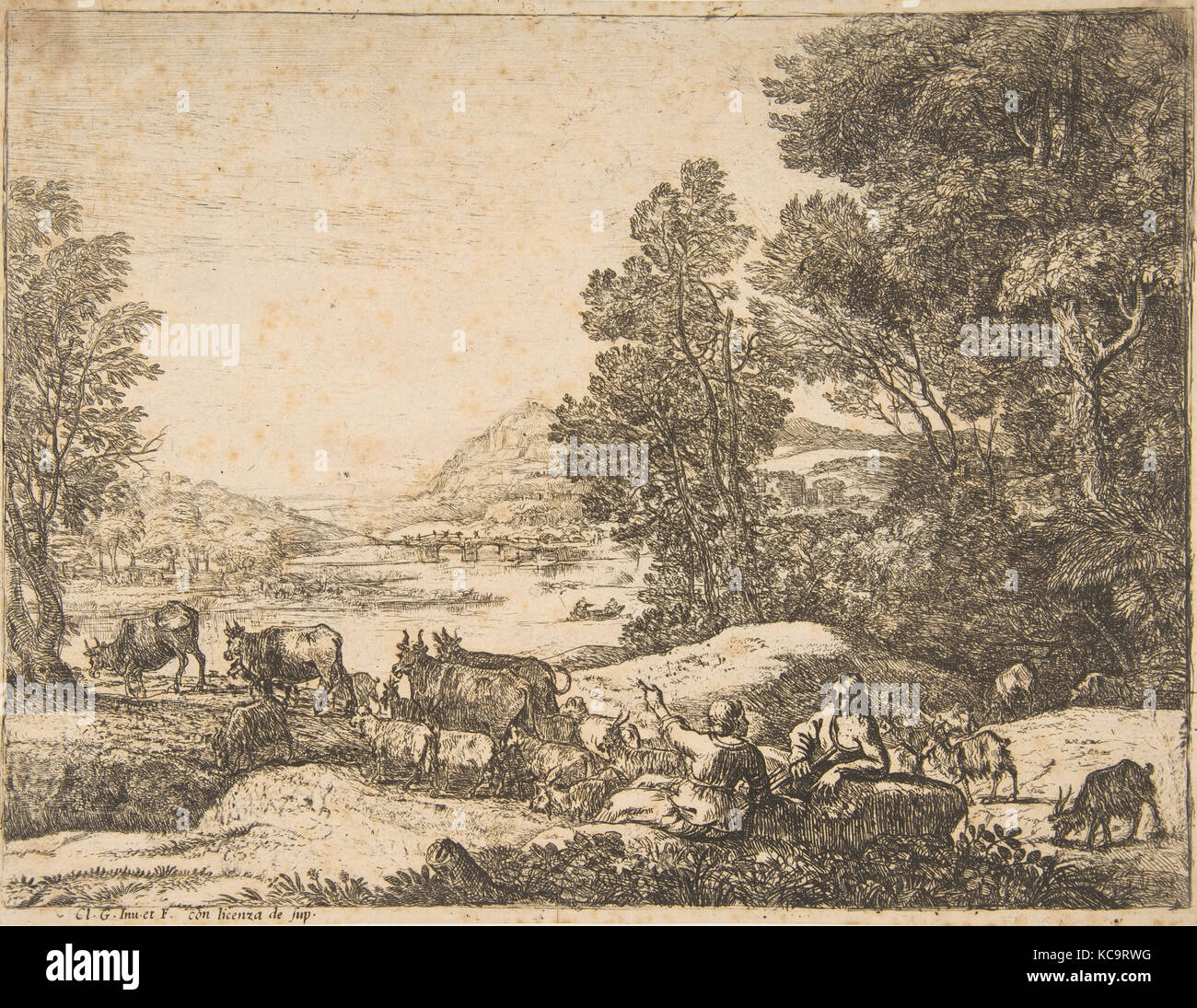 Shepherd and Shepherdess Conversing in a Landscape, Claude Lorrain, ca