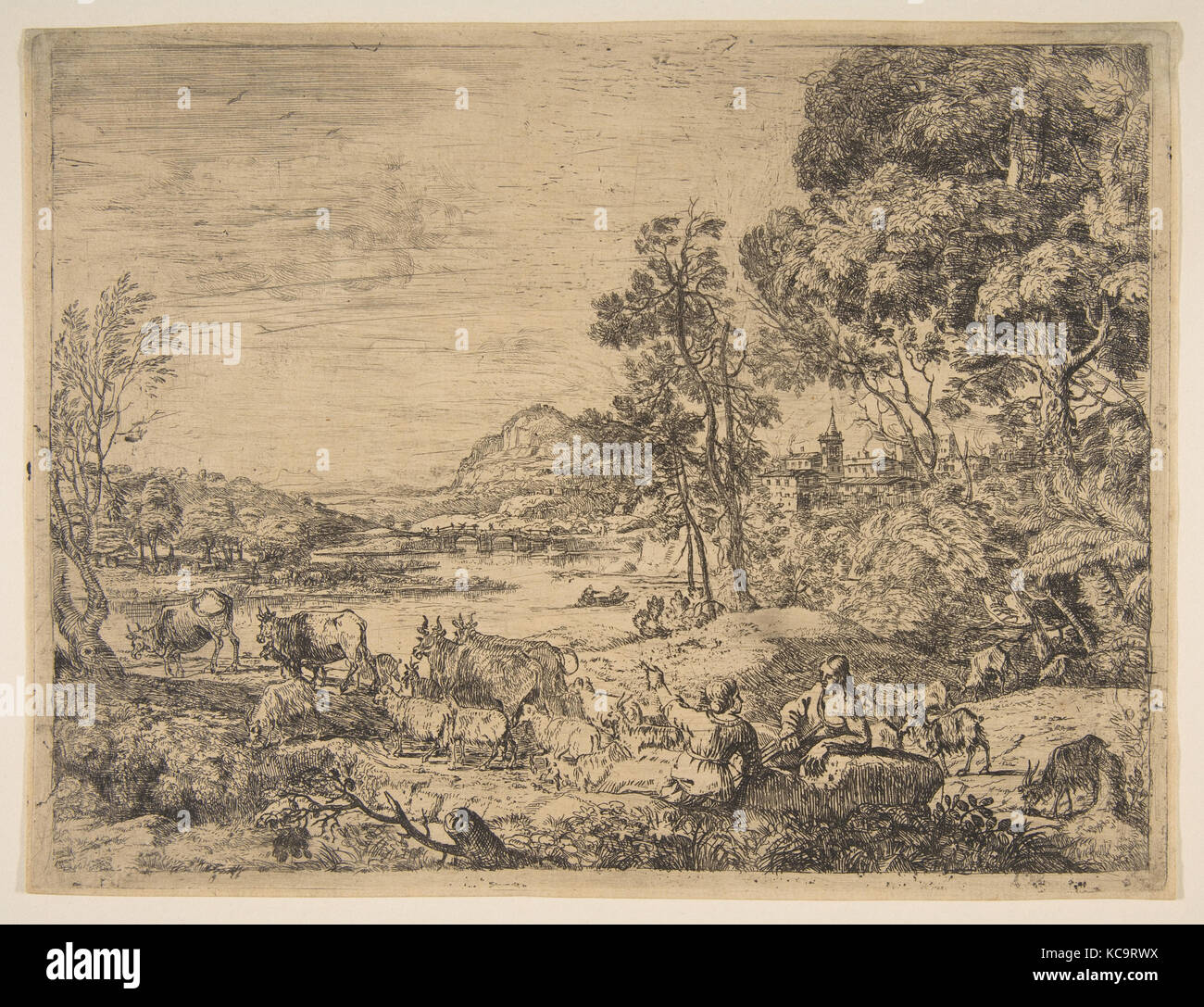 Shepherd and Shepherdess Conversing in a Landscape, Claude Lorrain, ca