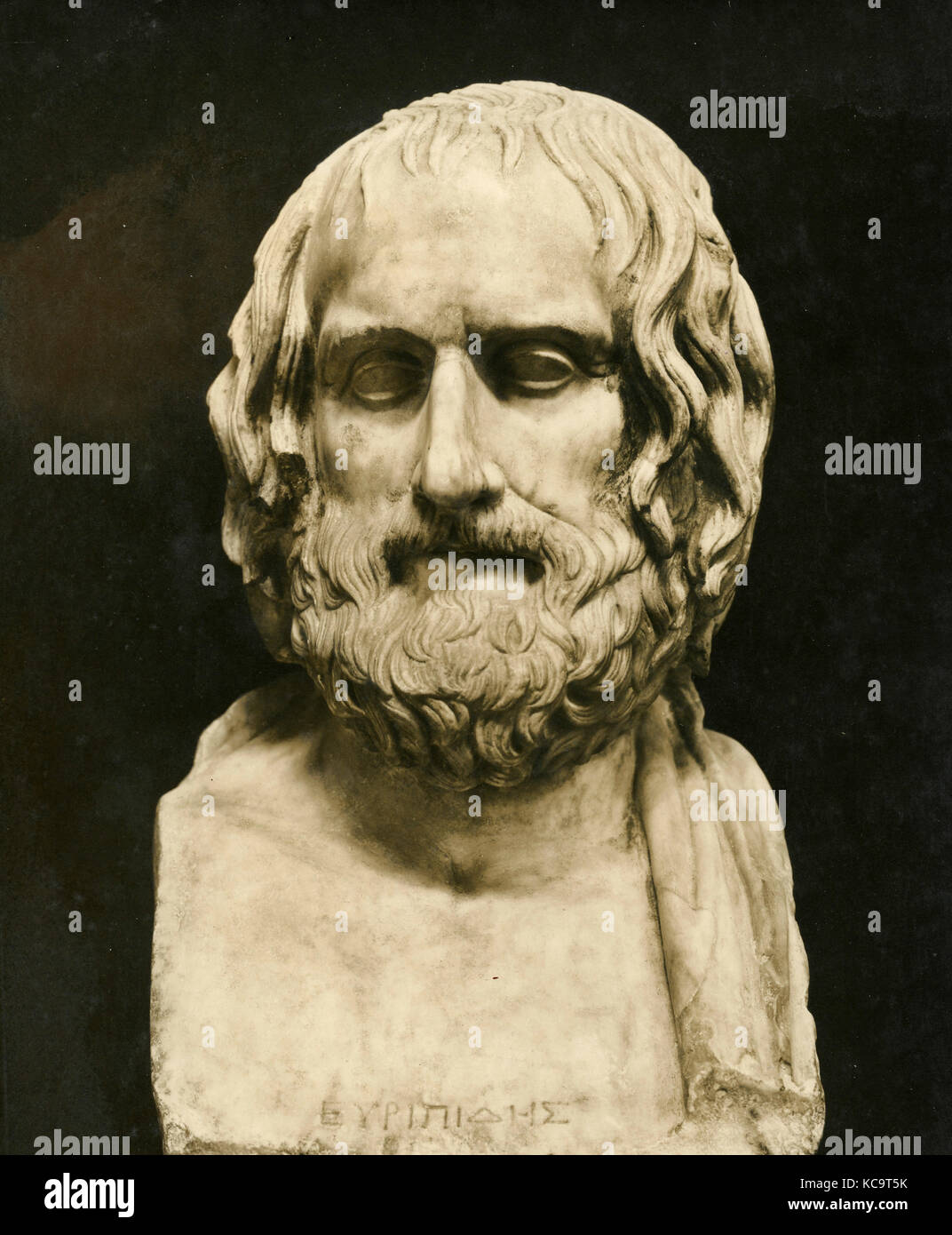 Euripides, marble head Stock Photo