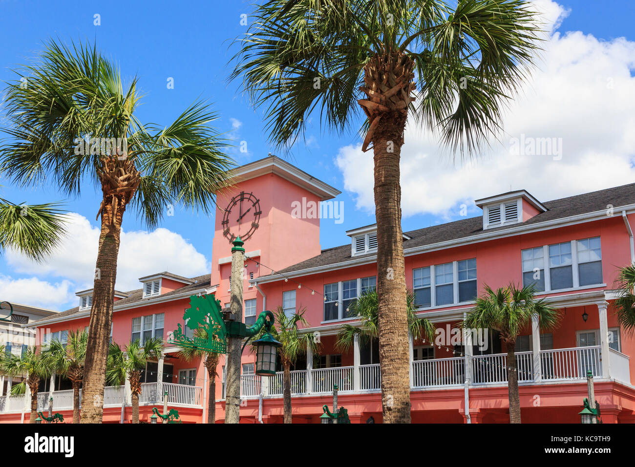 Iconic clock above the shops, offices and apartments in Market Street