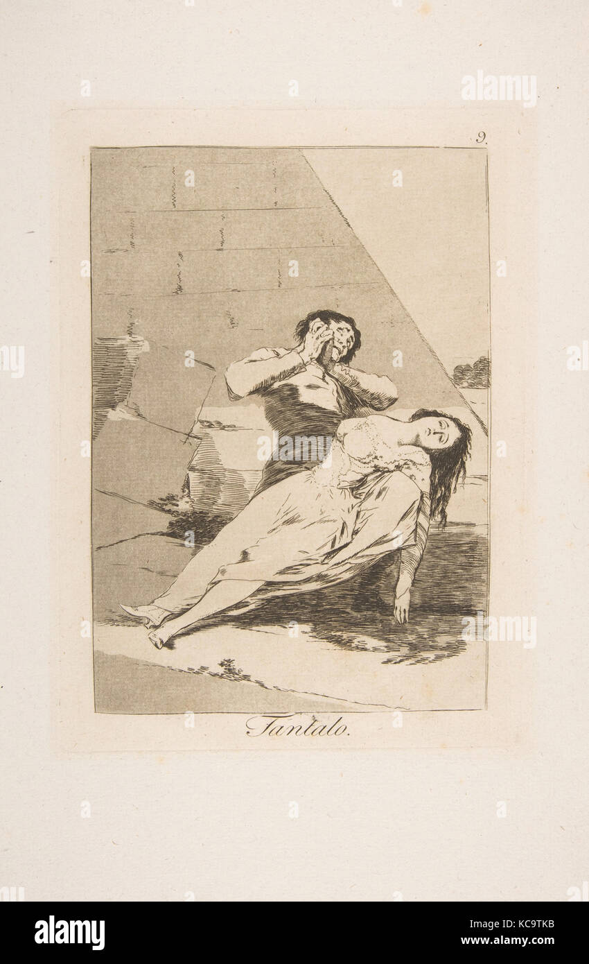 Plate 9 from 'Los Caprichos': Tantalus (Tantalo.), Goya, 1799 Stock Photo
