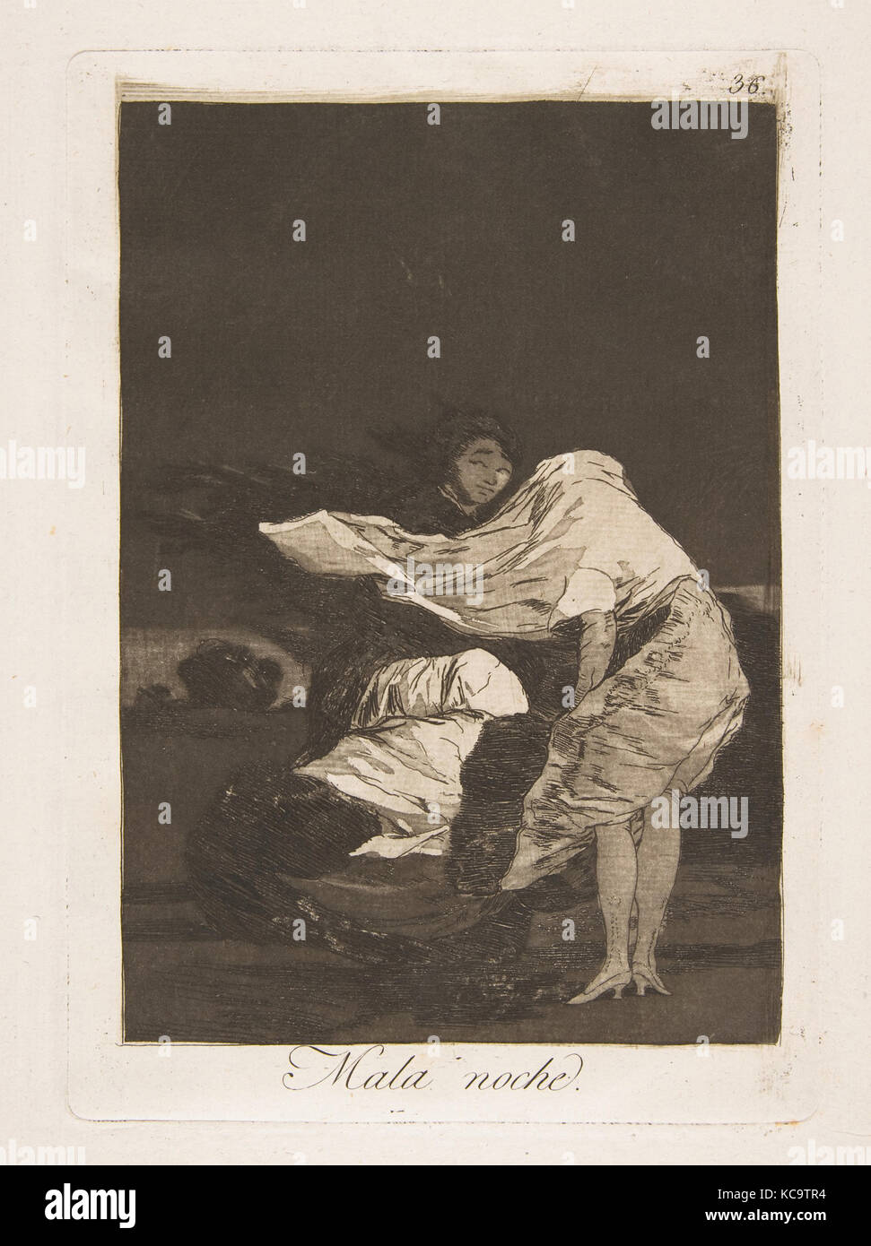 Plate 36 from 'Los Caprichos: A bad night (Mala noche.), Goya, ca. 1797–98 Stock Photo