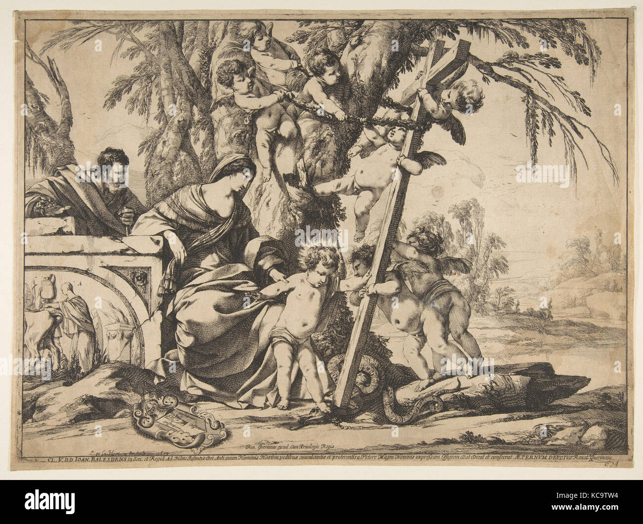 Holy Family with Christ Child Stepping on Serpent, Laurent de La Hyre, 1639 Stock Photo
