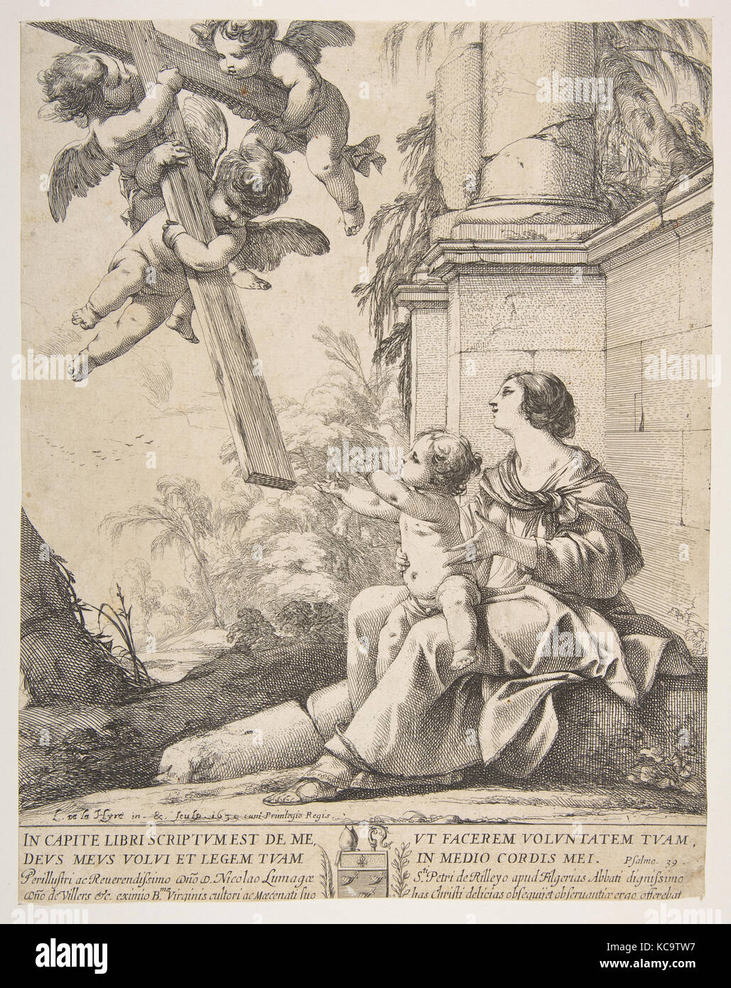 Virgin and Child with Angels, Laurent de La Hyre, 1639 Stock Photo