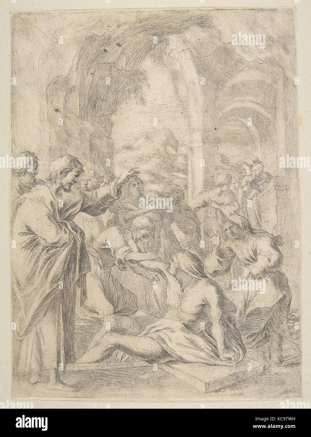 Raising of Lazarus, Attributed to Laurent de La Hyre, 17th century Stock Photo