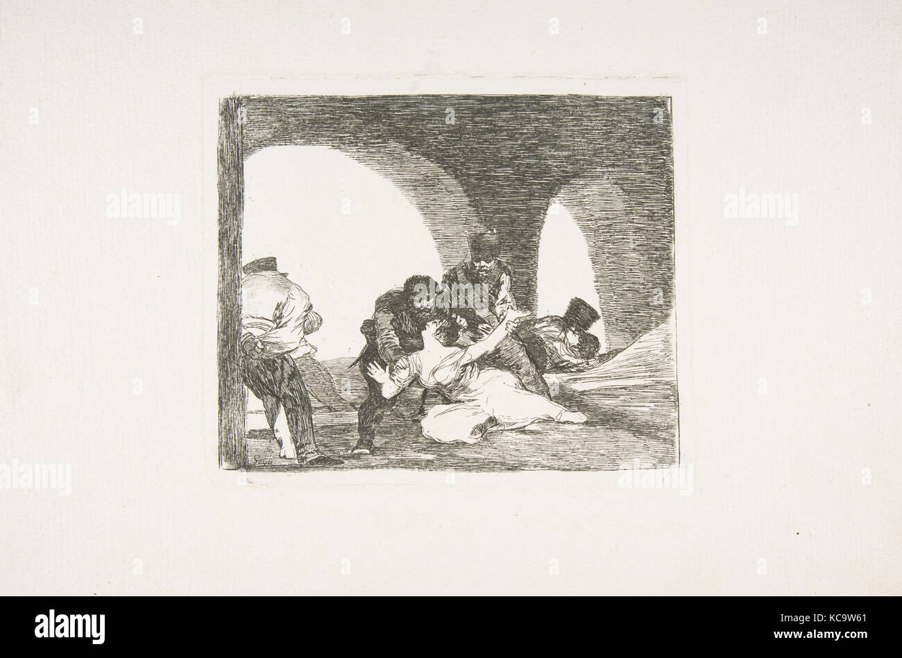 Plate 13 from 'The Disasters of War' (Los Desastres de la Guerra): Bitter to be Present (Amarga presencia), Goya, 1810 Stock Photo