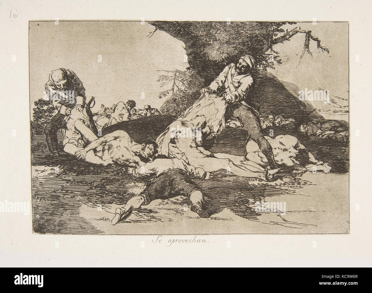 Plate 16 from 'The Disasters of War' (Los Desastres de la Guerra):' They make use of them.' (Se aprovechan.), Goya, 1810 Stock Photo
