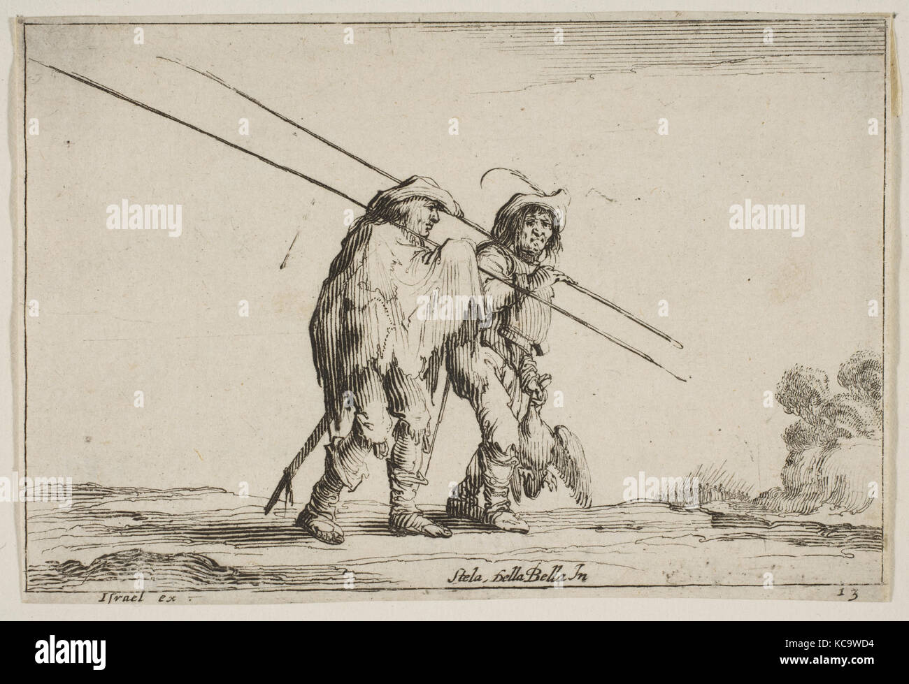 Plate 13: Two pikemen walking towards the right, each with their pikes in their right hands, from 'Various Figures Stock Photo
