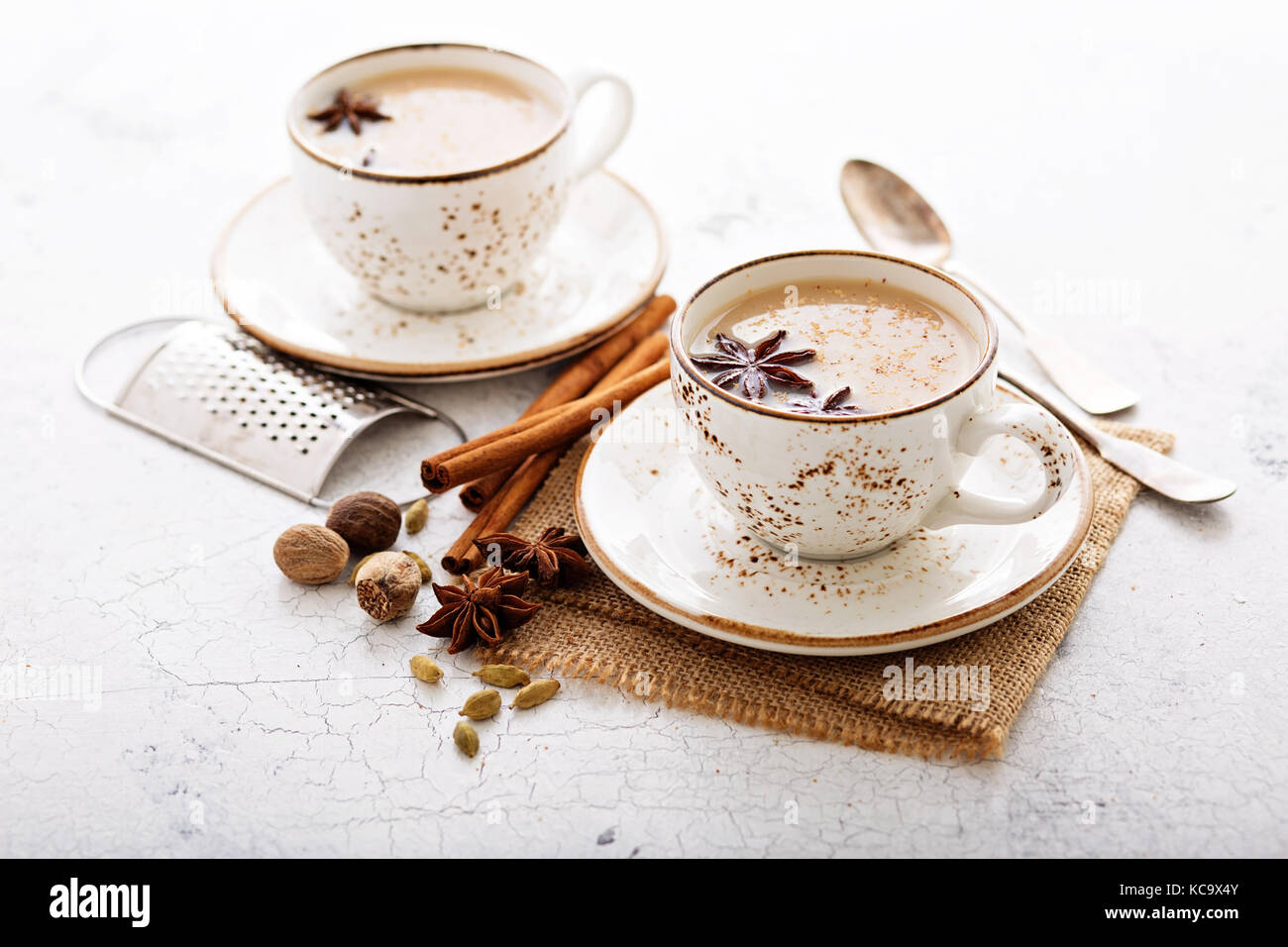 Masala tea in cup with winter spices Stock Photo - Alamy