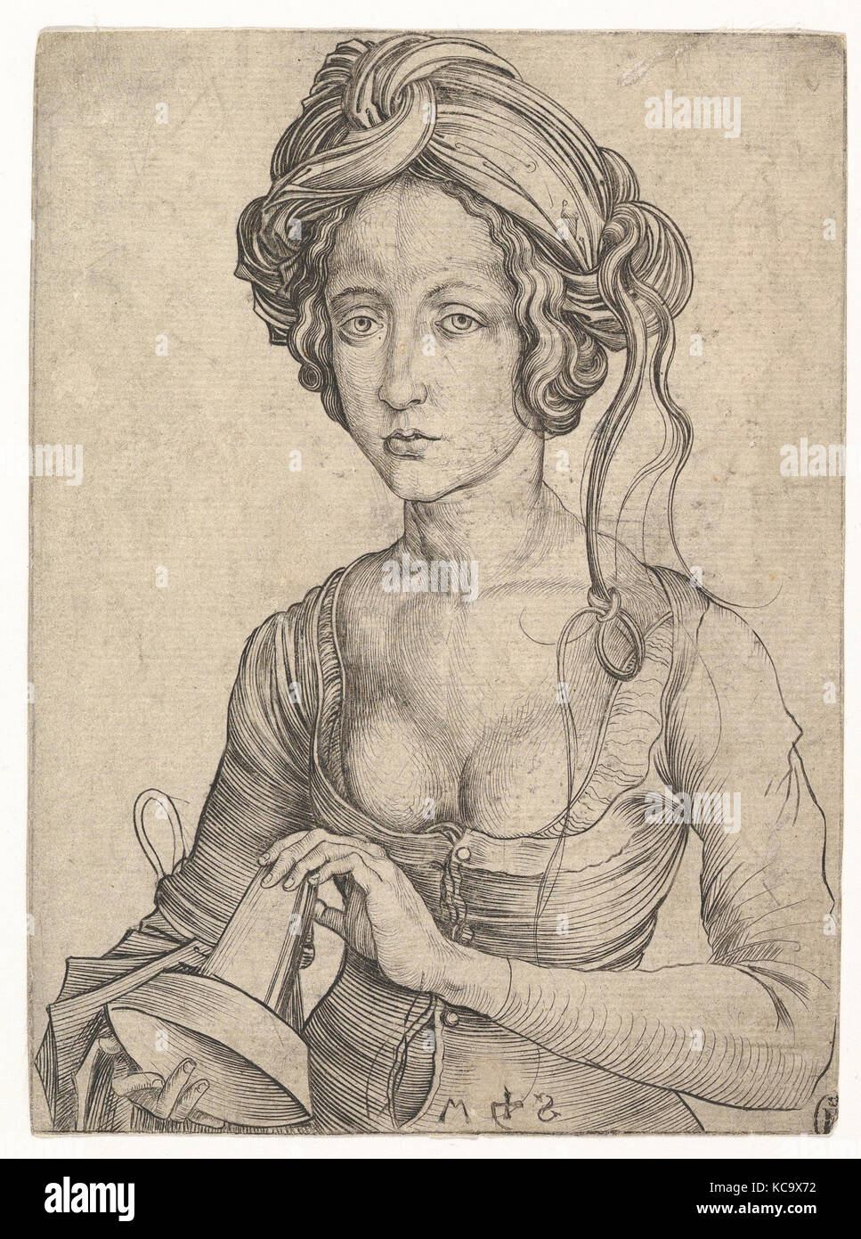 A Foolish Virgin in Half-Figure, Martin Schongauer, 15th century Stock Photo