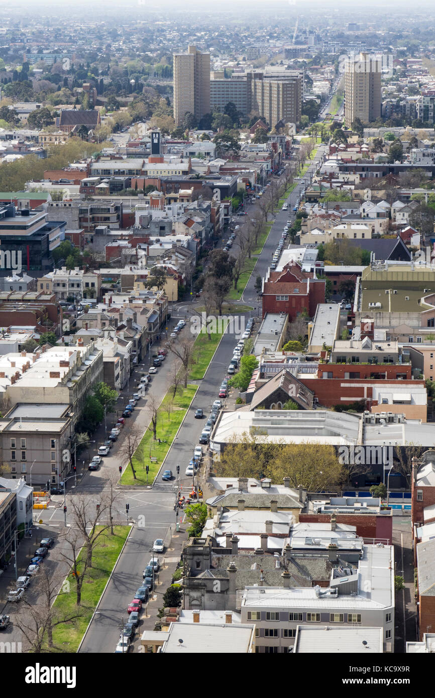 Drummond Street a wide avenue in Carlton, Melbourne, Australia Stock