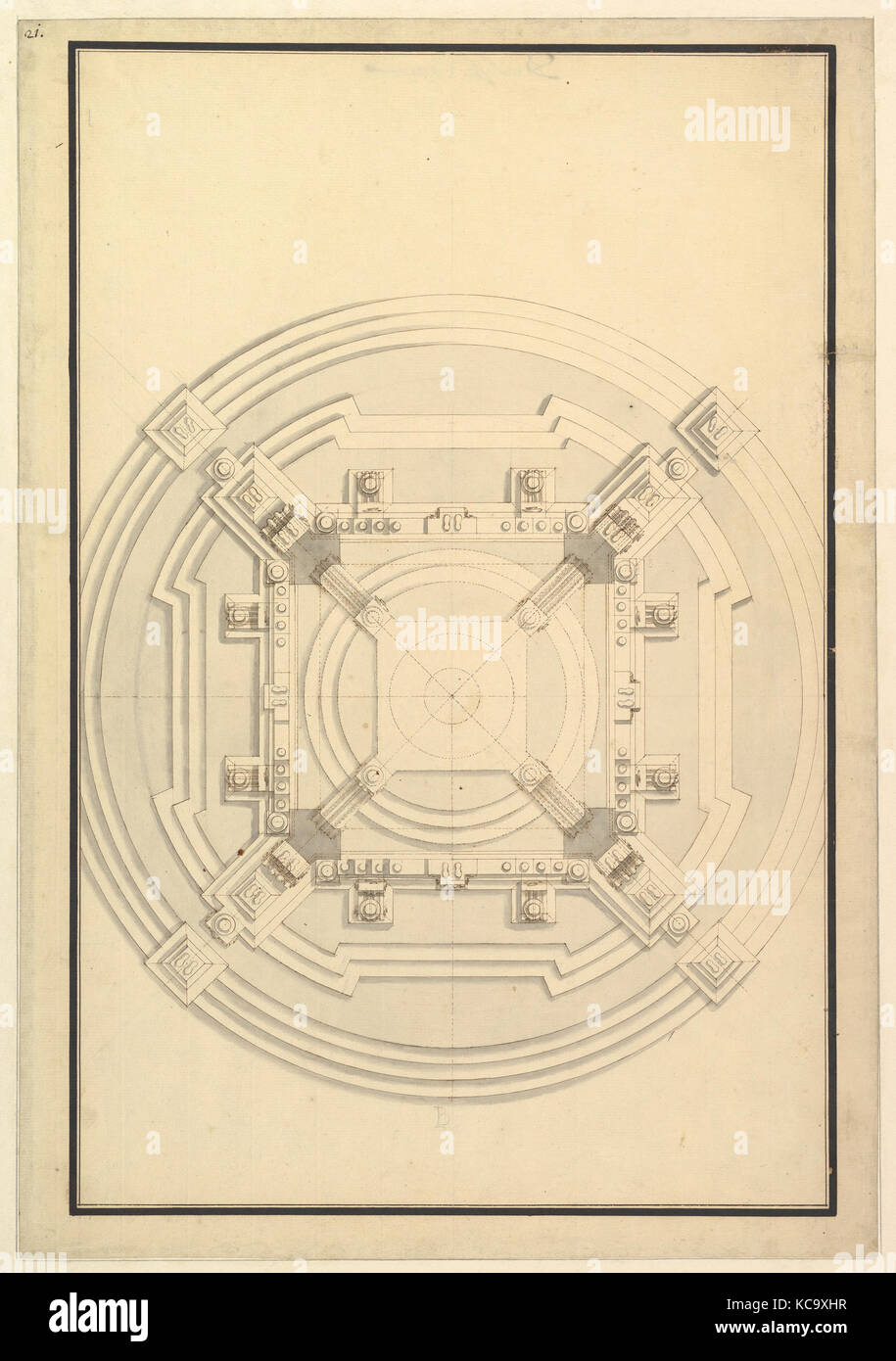 Ground Plan for a Catafalque for a Duchess of Hanover, probably Sophia (1630-1714) the mother of George I of England Stock Photo