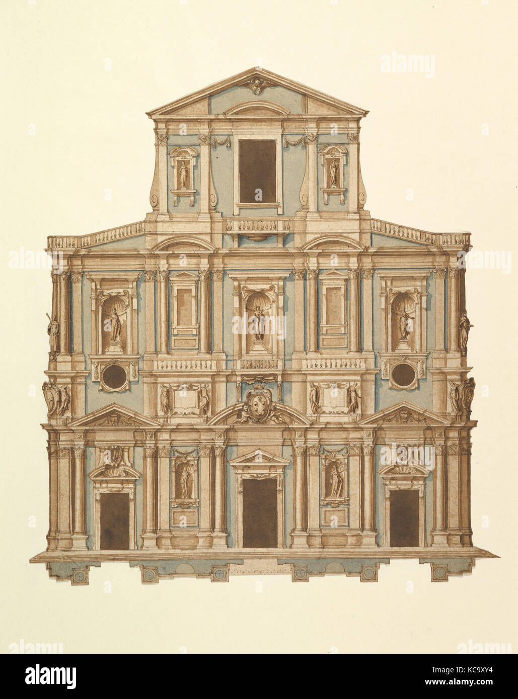 Drawing for Buontalenti's Model for the Facade of S. Maria del Fiore of Florence, Attributed to Cigoli, 1589 Stock Photo