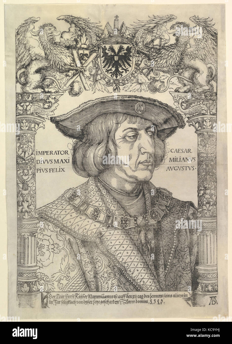 Portrait of the Emperor Maximilian I in an Architectural Frame (copy), Hans Weiditz the Younger, n.d Stock Photo
