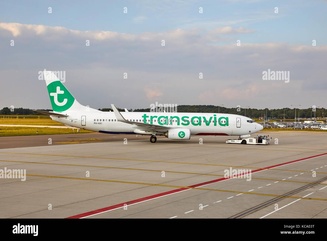 Transavia airliner at an airport Stock Photo