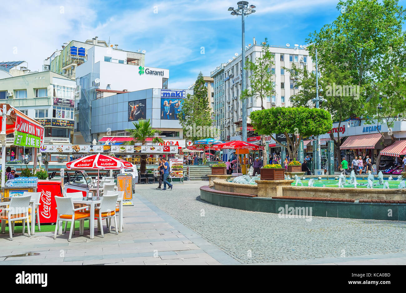 ANTALYA, TURKEY - MAY 12, 2017: The modern shopping neighborhood of the city, located next to the old town and offers wide range of stores, malls and  Stock Photo