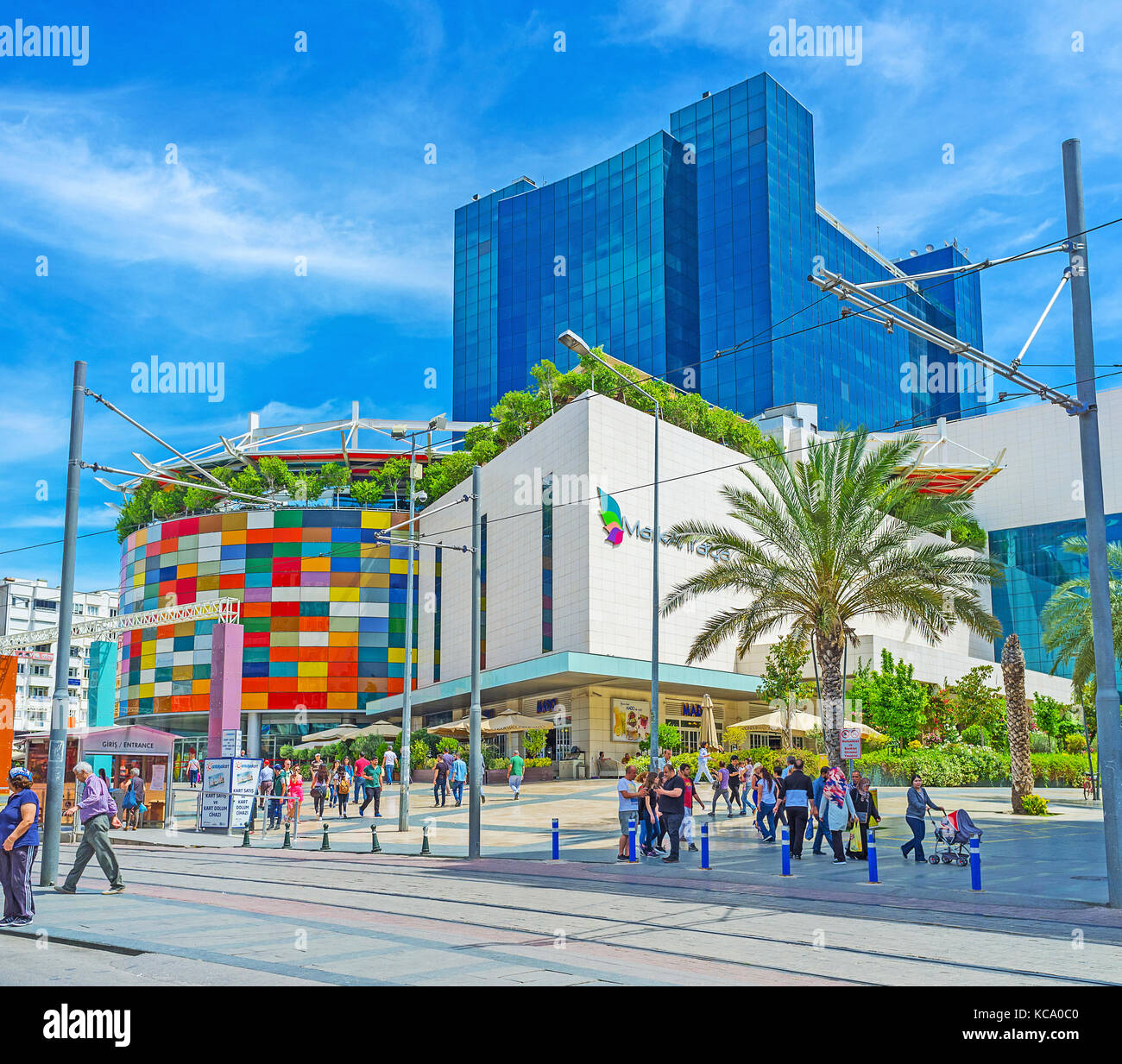 ANTALYA, TURKEY - MAY 12, 2017: The popular tourist resort is the center of shopping, so in modern districts there are a lot of shopping malls, neighb Stock Photo