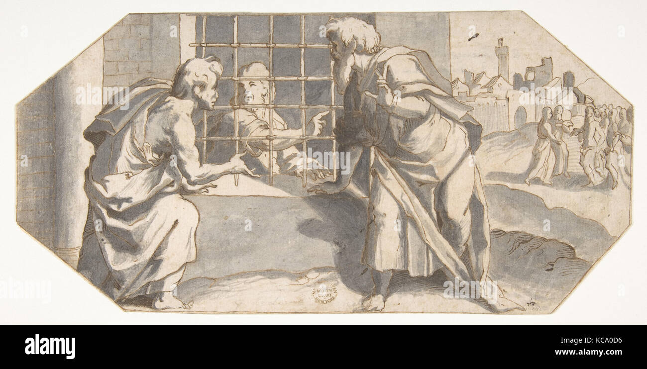 Saint John the Baptist in Prison Sends His Disciples to Question Jesus, Ermenegildo Lodi, 1598–1616 Stock Photo