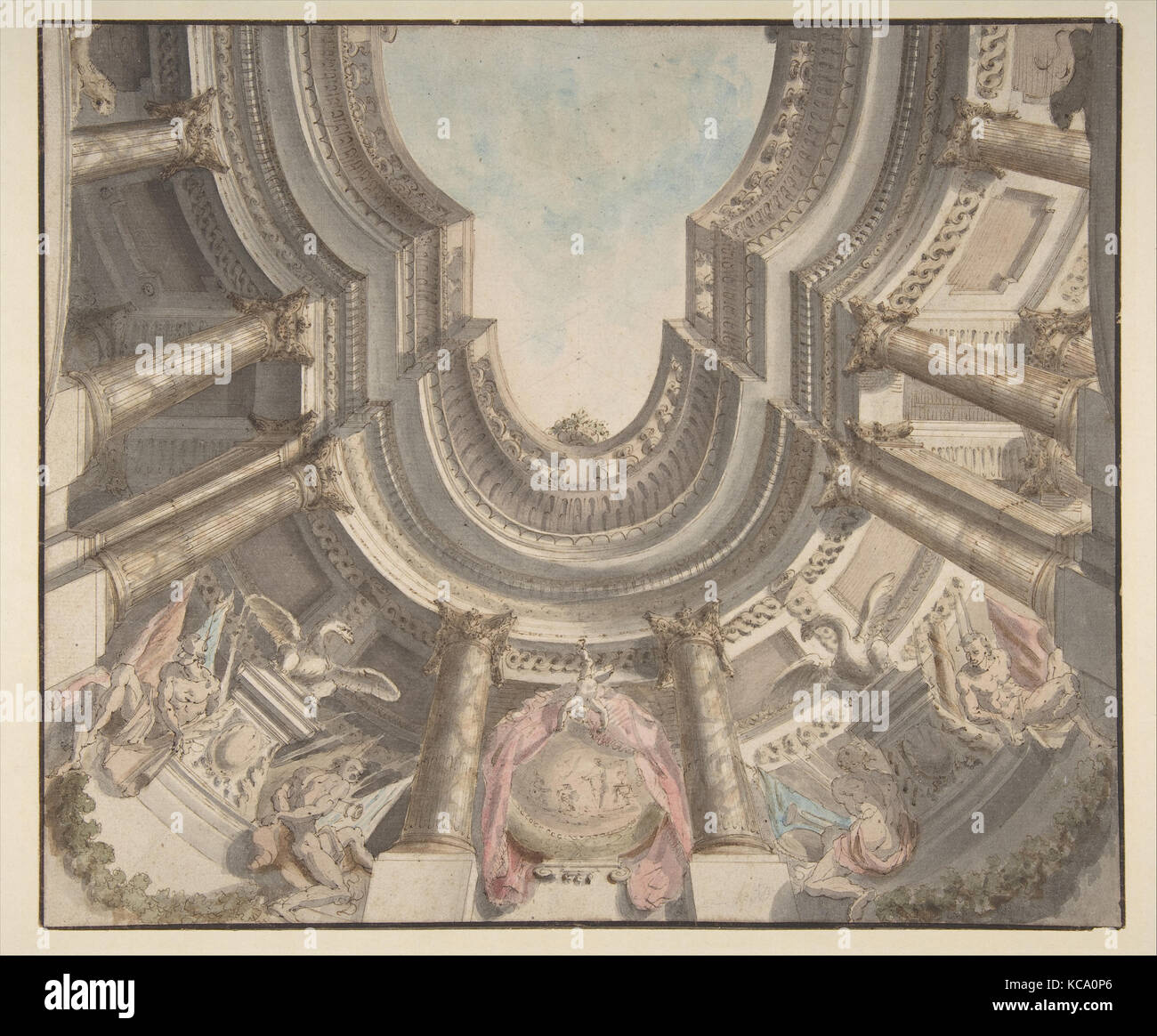 Design for a Trompe L'Oeil Ceiling, Attributed to Flaminio Innocenzo Minozzi, ca. 1750–60 Stock Photo