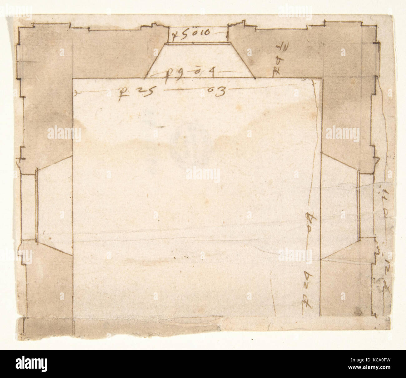 Unidentified, plan (recto) blank (verso), early to mid-16th century Stock Photo