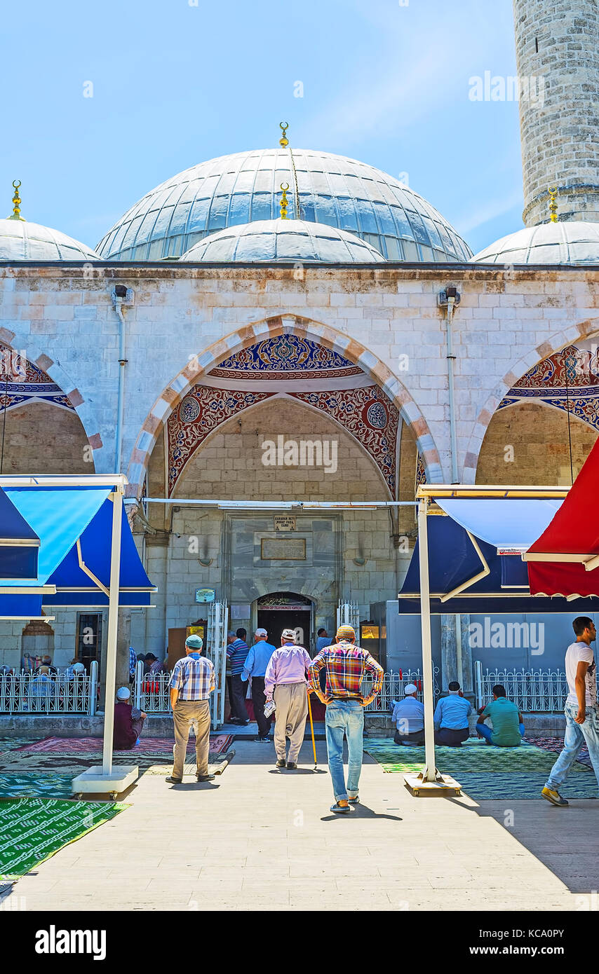 ANTALYA, TURKEY MAY 12, 2017 The muslims before the Friday Prayer go