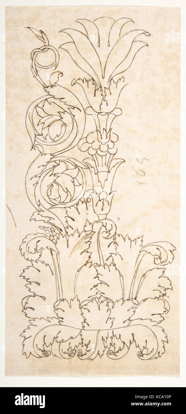 Ornamental drawings (recto) blank (verso), early to mid-16th century Stock Photo