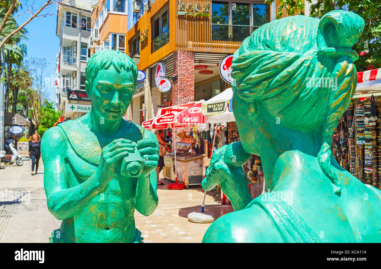 ANTALYA, TURKEY MAY 13, 2017 The modern statues in Ataturk Stock