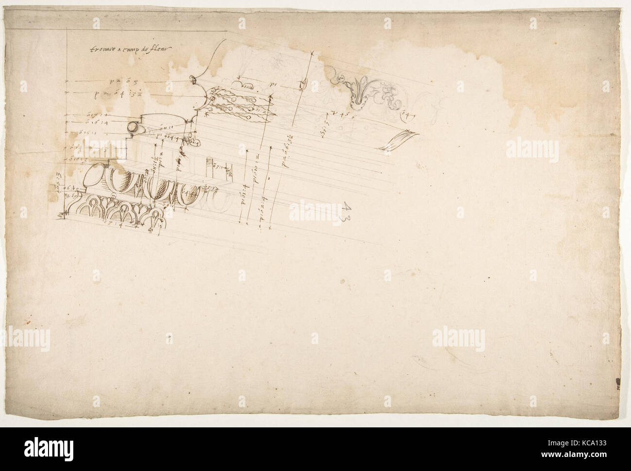 Unidentified, cornice, projection (recto) blank (verso), early to mid-16th century Stock Photo