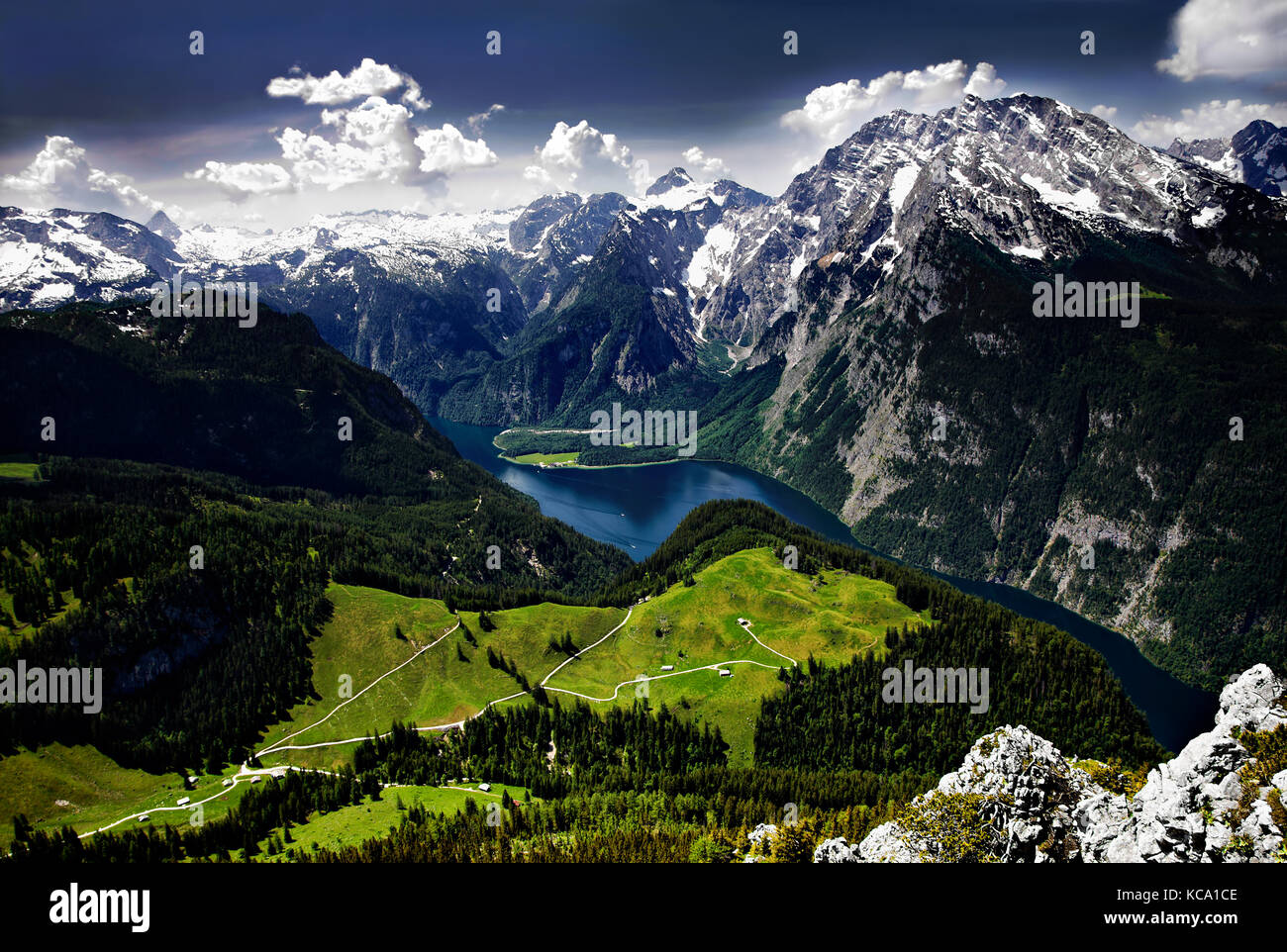 King`s Lake, Königssee, Watzmann Eastern Wall, Berchtesgadener Land ...