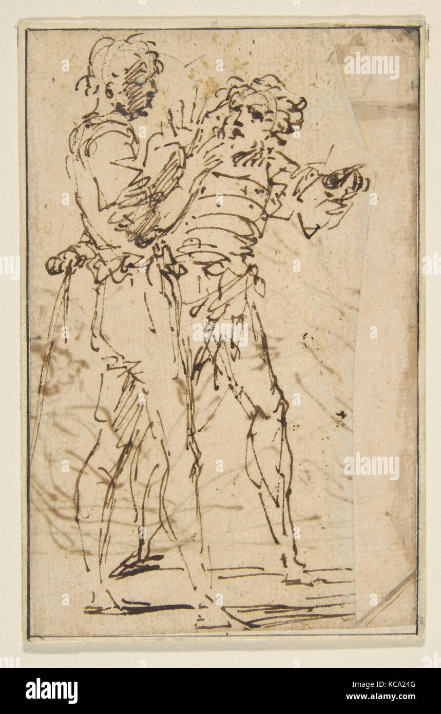 Two Standing Men Gesticulating, Salvator Rosa, 1615–73 Stock Photo