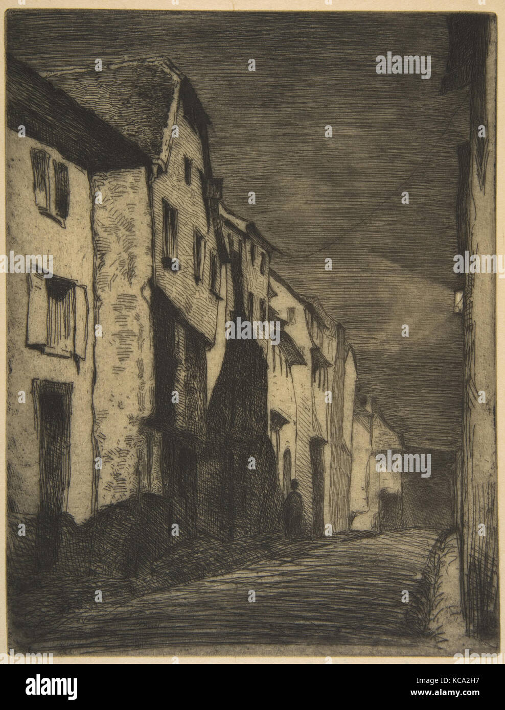 Street at Saverne, 1858, Etching and open bite or sandpaper ground; fourth state of four (Glasgow); printed in black ink on Stock Photo