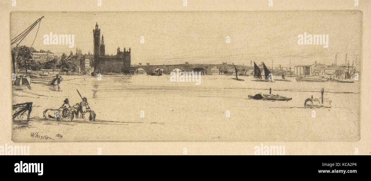 Old Westminster Bridge, James McNeill Whistler, 1859 Stock Photo